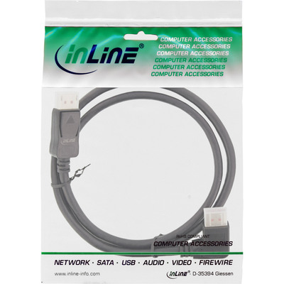 InLine® DisplayPort 1.4 Kabel, 8K4K, rechts gewinkelt, schwarz/gold, 1m (Produktbild 2)