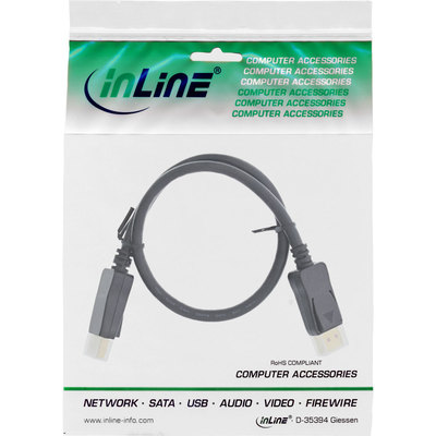InLine DisplayPort 1.4 Kabel, 8K4K, schwarz, vergoldete Kontakte, 0,5m (Produktbild 11)
