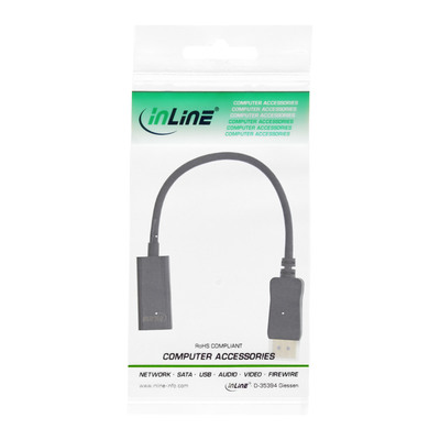 InLine® DisplayPort zu HDMI Adapterkabel mit Audio, DisplayPort Stecker auf HDMI Buchse, 4K/30Hz, schwarz, 0,15m (Produktbild 11)