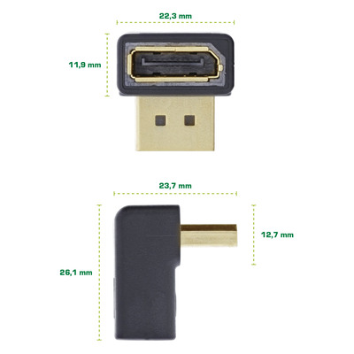 InLine® DisplayPort Adapter, DisplayPort Stecker / Buchse, nach oben gewinkelt (Produktbild 3)