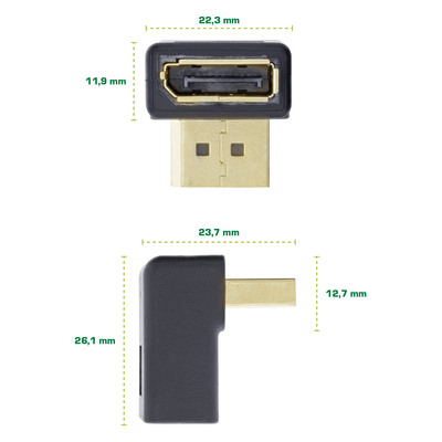InLine® DisplayPort Adapter, DisplayPort Stecker / Buchse, nach unten gewinkelt (Produktbild 3)