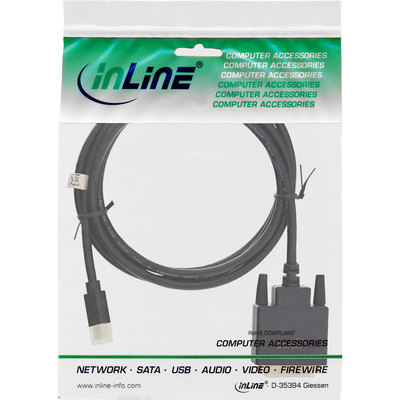 InLine Mini DisplayPort zu DVI Kabel, Mini DisplayPort Stecker auf DVI-D 24+1 Stecker, schwarz/gold, 2m (Produktbild 11)