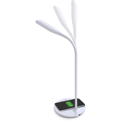 InLine® SmartHome LED Tischleuchte mit Qi-Ladefläche und USB Ausgang, weiß (Produktbild 3)