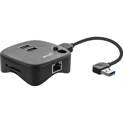 InLine® USB 3.0 Multiadapter, 2xUSB-A, RJ45, SD/MicroSD Cardreader, schwarz (Produktbild 3)