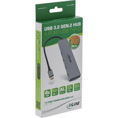 InLine® USB 3.2 Gen.2 Hub (10Gb/s), 4 Port USB-C, OTG, Aluminiumgehäuse (Produktbild 6)