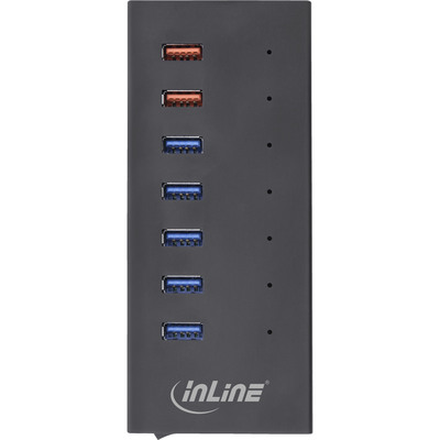 InLine® USB 3.0 Hub, 7 Port, Aluminiumgehäuse, schwarz, mit 2,5A Netzteil (Produktbild 3)