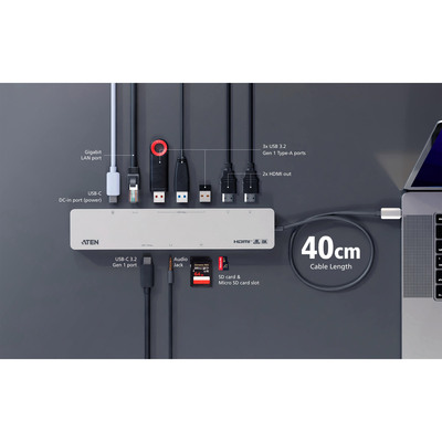 ATEN UH3240 11-in-1 USB-C Multiport Dock mit Power Passthrough, USB PD 3.0 (Produktbild 6)