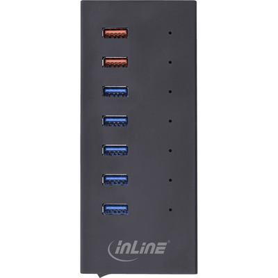 InLine® USB 3.0 Hub, 7 Port, Aluminiumgehäuse, schwarz, mit 2,5A Netzteil (Produktbild 3)