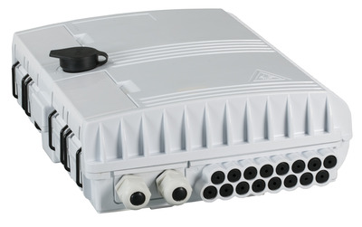 FTTH IP65 Anschlussbox für 32 Fasern,16 Kupplungen -- und Faserüberlängenaufnahme, FTTH-BOX-OUT-1 (Produktbild 1)