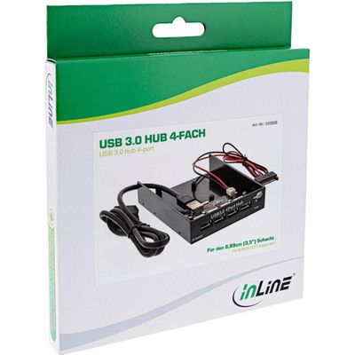 InLine® USB 3.0 Hub, 4-fach für den 8,89cm (3,5) Schacht, schwarz (Produktbild 3)