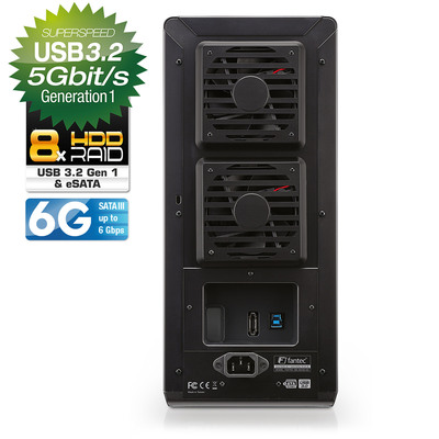 FANTEC QB-X8US3-6G Storagegehäuse 8x3,5 SATA HDD/SSD, USB3.2, eSATA  (Produktbild 5)