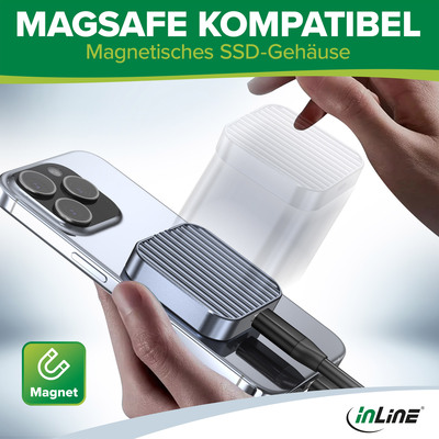InLine® Clip Case - Magnetisches USB-C Gehäuse für SATA III & NVMe M.2 2230 SSDs (Produktbild 2)
