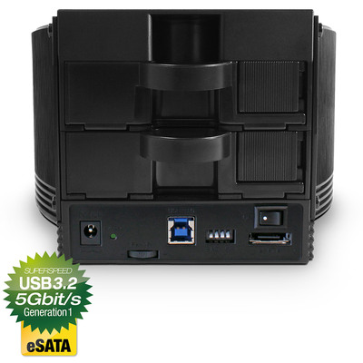 FANTEC SQ-X2RU3e 2x 3,5 Gehäuse, SATA zu USB 3.2 + eSATA, RAID, schwarz (Produktbild 2)