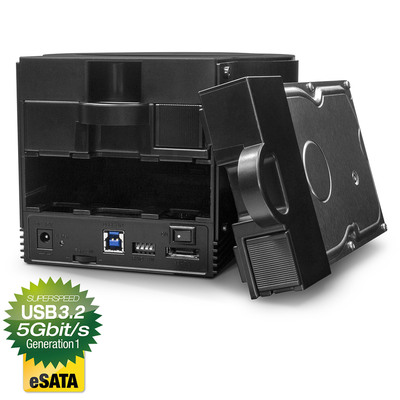 FANTEC SQ-X2RU3e 2x 3,5 Gehäuse, SATA zu USB 3.2 + eSATA, RAID, schwarz (Produktbild 3)