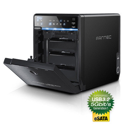 FANTEC QB-35US3R Gehäuse 4x 3,5 USB3.0/eSATA mit RAID, schwarz, für SATA HDD (Produktbild 2)