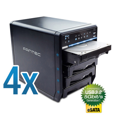 FANTEC QB-35US3R Gehäuse 4x 3,5 USB3.0/eSATA mit RAID, schwarz, für SATA HDD (Produktbild 6)
