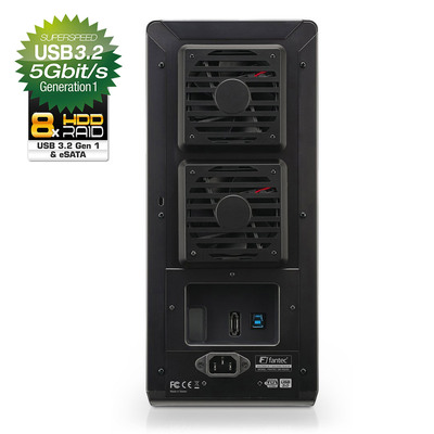 FANTEC QB-X8US3R HDD-Gehäuse 8x 3,5 SATA, mit USB3.2, eSATA, RAID, schwarz  (Produktbild 5)