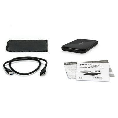 FANTEC ALU-25U3, externes 2.5-SATA-Gehäuse, USB 3.2, Aluminium, schwarz  (Produktbild 5)