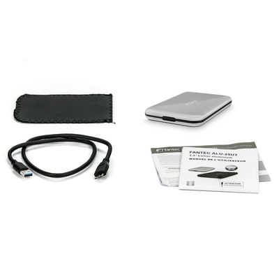 FANTEC ALU-25U3, externes 2.5-SATA-Gehäuse, USB 3.0, Aluminium, silber (Produktbild 3)