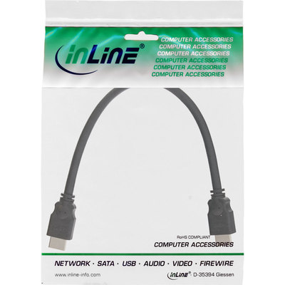 InLine HDMI Kabel, HDMI-High Speed, Stecker / Stecker, schwarz, 0,3m (Produktbild 11)