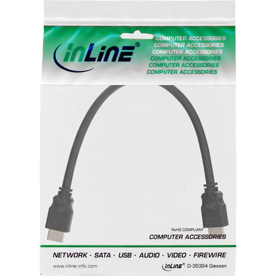 InLine® HDMI Kabel, HDMI-High Speed, Stecker / Stecker, schwarz, 0,3m (Produktbild 11)