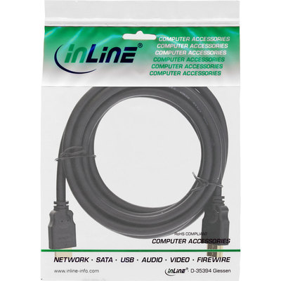 InLine® HDMI Kabel, HDMI-High Speed, Stecker / Stecker, verg. Kontakte, schwarz, 3m (Produktbild 11)