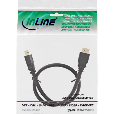 InLine® HDMI Kabel, HDMI-High Speed, Stecker / Stecker, verg. Kontakte, schwarz, 0,5m (Produktbild 11)