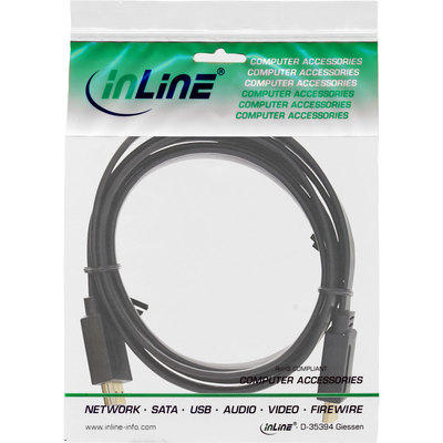 InLine HDMI Flachkabel, HDMI-High Speed mit Ethernet, verg. Kontakte, schwarz, 2m (Produktbild 11)
