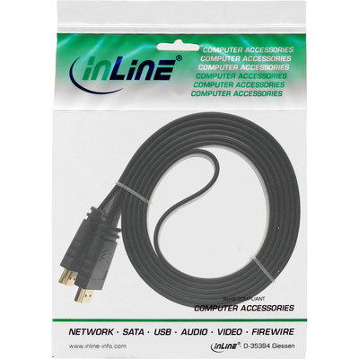 InLine HDMI Flachkabel, HDMI-High Speed mit Ethernet, verg. Kontakte, schwarz, 3m (Produktbild 11)