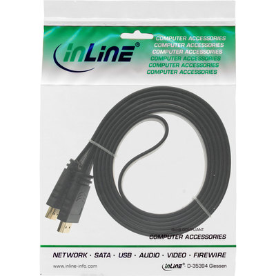 InLine® HDMI Flachkabel, HDMI-High Speed mit Ethernet, verg. Kontakte, schwarz, 1m (Produktbild 11)