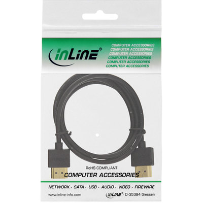 InLine® HDMI Superslim Kabel A an A, HDMI-High Speed mit Ethernet, Premium, schwarz / gold, 1m (Produktbild 11)