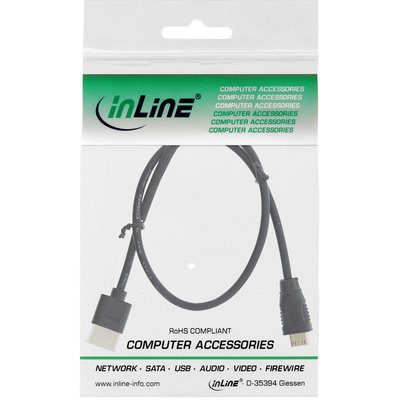 InLine® HDMI Superslim Kabel A an C, HDMI-High Speed mit Ethernet, Premium, schwarz / gold, 0,3m (Produktbild 11)