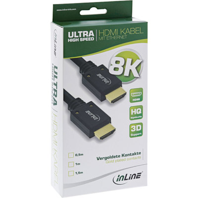 InLine HDMI Kabel, Ultra High Speed HDMI Kabel, 8K4K, Stecker / Stecker, 0,5m (Produktbild 11)