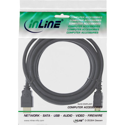 InLine® HDMI Mini Kabel, High Speed HDMI Cable, Stecker A auf C, verg. Kontakte, schwarz, 3m (Produktbild 11)