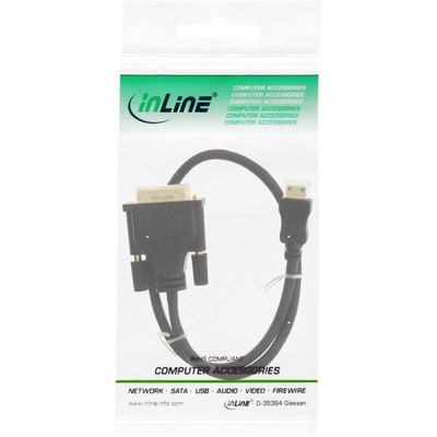 InLine® Mini-HDMI zu DVI Kabel, HDMI Stecker C zu DVI 18+1, verg. Kontakte, schwarz, 0,5m (Produktbild 11)