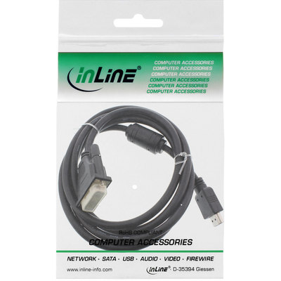 InLine HDMI-DVI Adapterkabel, 19pol Stecker auf 18+1 Stecker, mit Ferrit, 1,5m (Produktbild 11)
