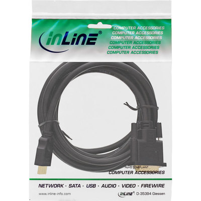 InLine® HDMI-DVI Kabel, vergoldete Kontakte, HDMI Stecker auf DVI 18+1 Stecker, 3m (Produktbild 11)