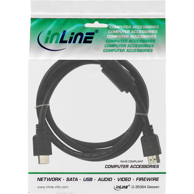 InLine® HDMI Kabel, HDMI-High Speed, ST / ST, schwarz, mit Ferrit, 1m (Produktbild 2)