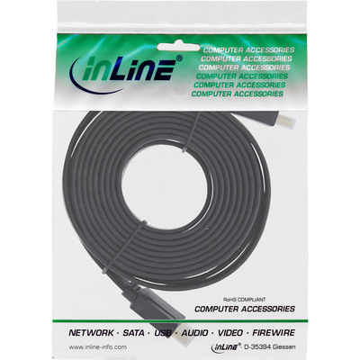 InLine® HDMI-High Speed Flachkabel mit Ethernet, verg. Kontakte, schwarz, 10m (Produktbild 2)