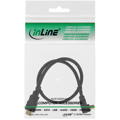 InLine® HDMI HS Kabel, gewinkelt, mit Eth., ST / ST, verg. Kont., schwarz, 5m (Produktbild 2)