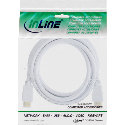 InLine® HDMI-High Speed Kabel mit Eth., Premium, ST / ST, weiß / gold, 1m (Produktbild 2)