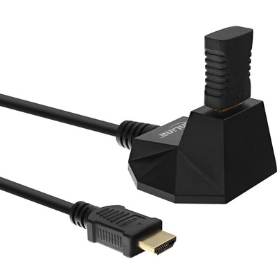 InLine® HDMI-HS Verl. m. Standfuß, m. Eth., 4K2K, ST / BU, schwarz / gold, 5m (Produktbild 2)