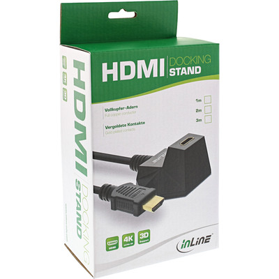 InLine® HDMI-HS Verl. m. Standfuß, m. Eth., 4K2K, ST / BU, schwarz / gold, 1m (Produktbild 3)