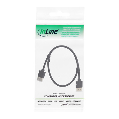InLine® HDMI Superslim Kabel A an A, HS mit Eth., Premium, schwarz / gold, 1m (Produktbild 2)