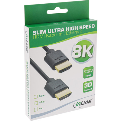 InLine® Slim Ultra High Speed HDMI Kabel, 8K4K, Stecker / Stecker, 1m (Produktbild 2)