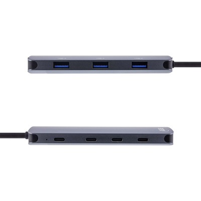 InLine® USB 3.2 Gen.2 Hub, 4x USB-C + 3x USB-A, PD 100W, Aluminium, grau (Produktbild 3)