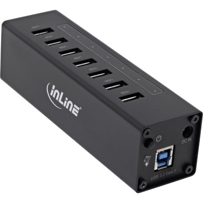 InLine® USB 3.2 Gen.1 Hub, 7 Port, Aluminiumgehäuse, schwarz, mit 2,5A Netzteil (Produktbild 2)