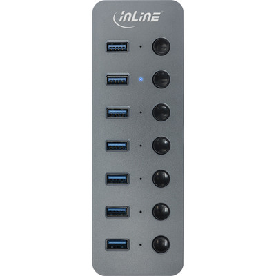 InLine® USB 3.2 Gen.1 Hub, 7-Port, mit Schalter, Aluminium, grau, mit Netzteil (Produktbild 3)