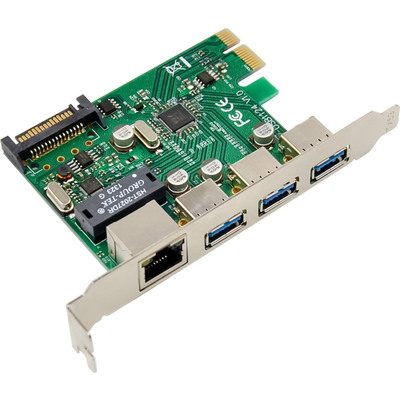InLine® Combokarte Gigabit Netzwerk und USB 3.2 Gen.1, 1x RJ45, 3x USB-A (Produktbild 2)
