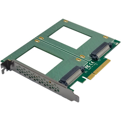 InLine® PCIe Karte zu 2x intern U.2 NVMe SFF-8639 – Bifurcation, PCIe x8, breit (Produktbild 2)